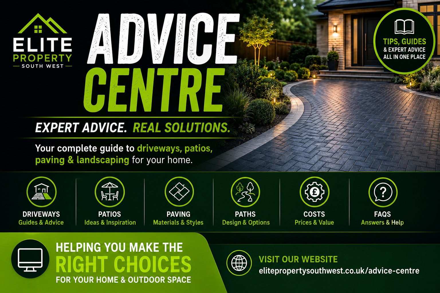 Elite Property South West Advice Centre — expert driveway and patio advice for homeowners across Somerset and the South West