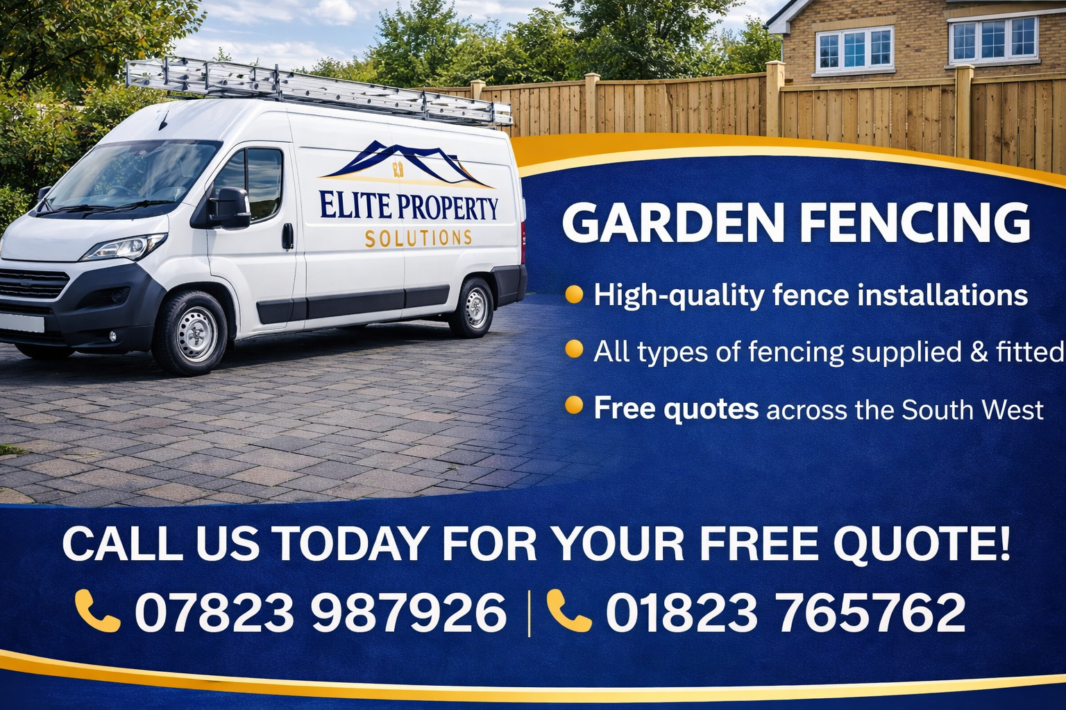 Elite Property Solutions garden fencing ad