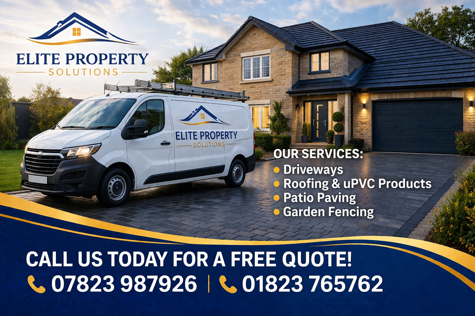 ELite home services advertisement with van